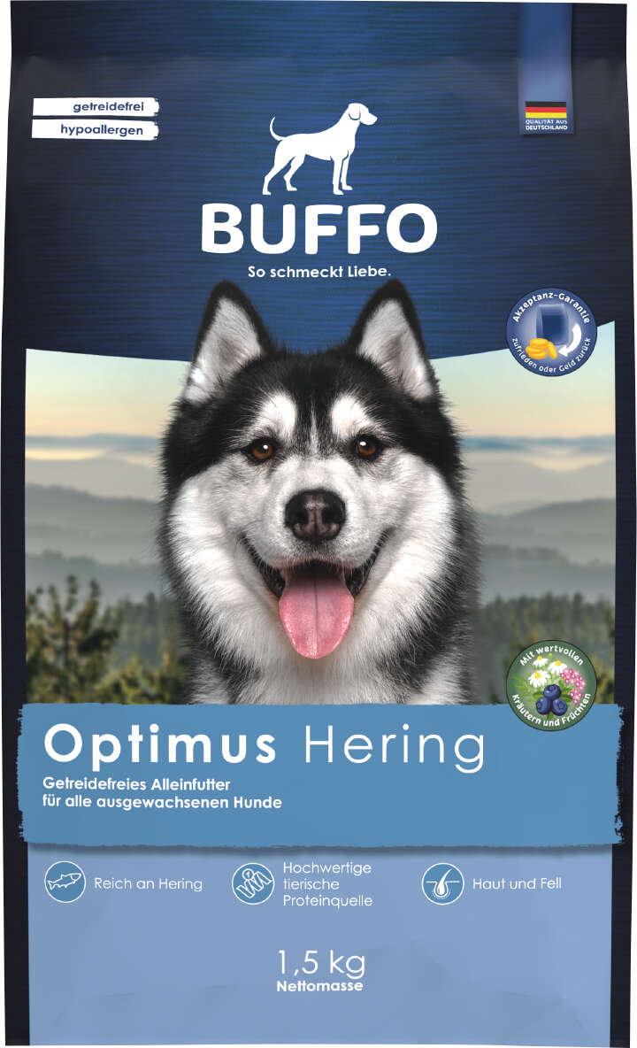 BUFFO Hunde-Trockenfutter Optimus getreidefrei Hering
